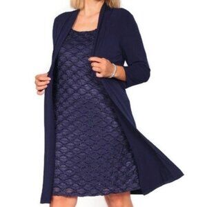 Connected Apparel Elegant Size 8 knee-length, formal navy-blue dress